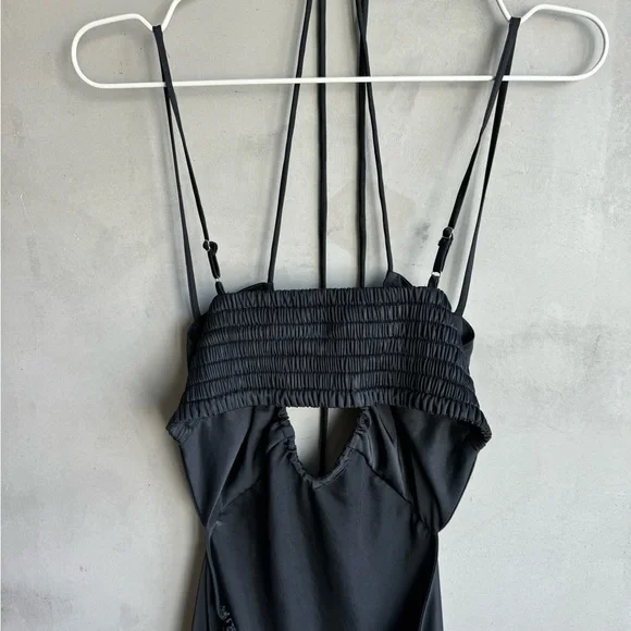 A.L.C. Sienna Halter Neck Black Slip Midi Dress - Picture 5 of 9